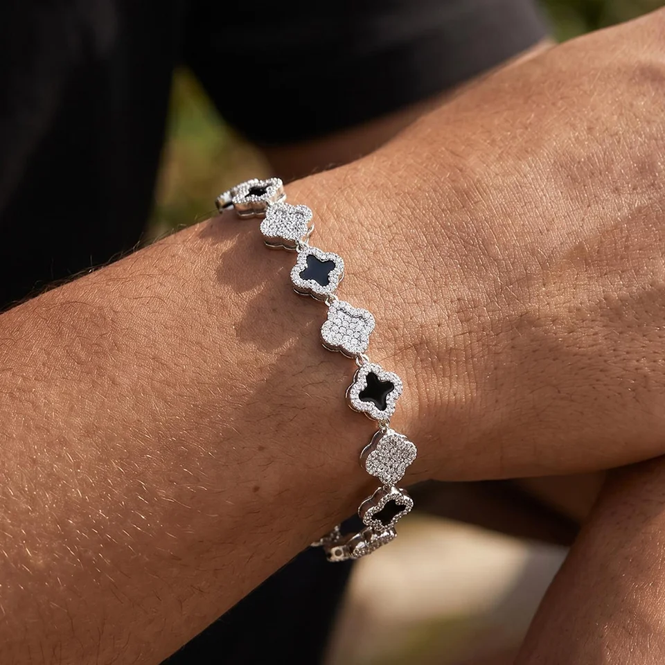 Iced Out 8.5mm Four-leaf Clover Bracelet